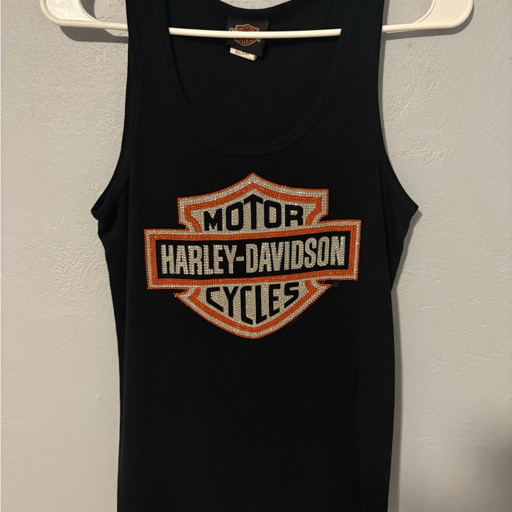 Harley-Davidson Black and Orange Tank Top